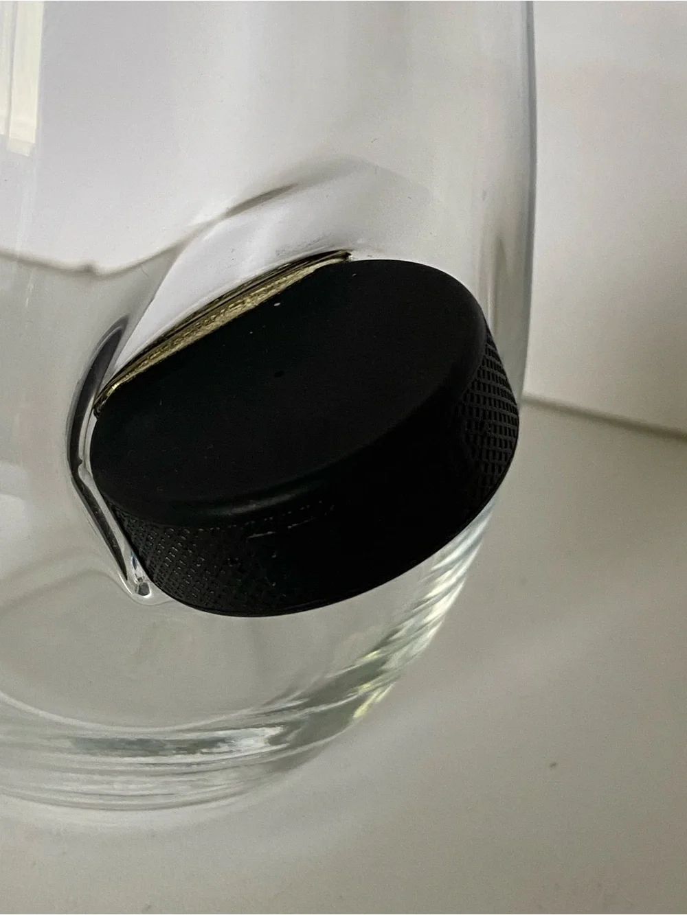 Original BenShot Wine Glass With Hockey Puck MADE IN USA Dad Wedding Gift Sporty